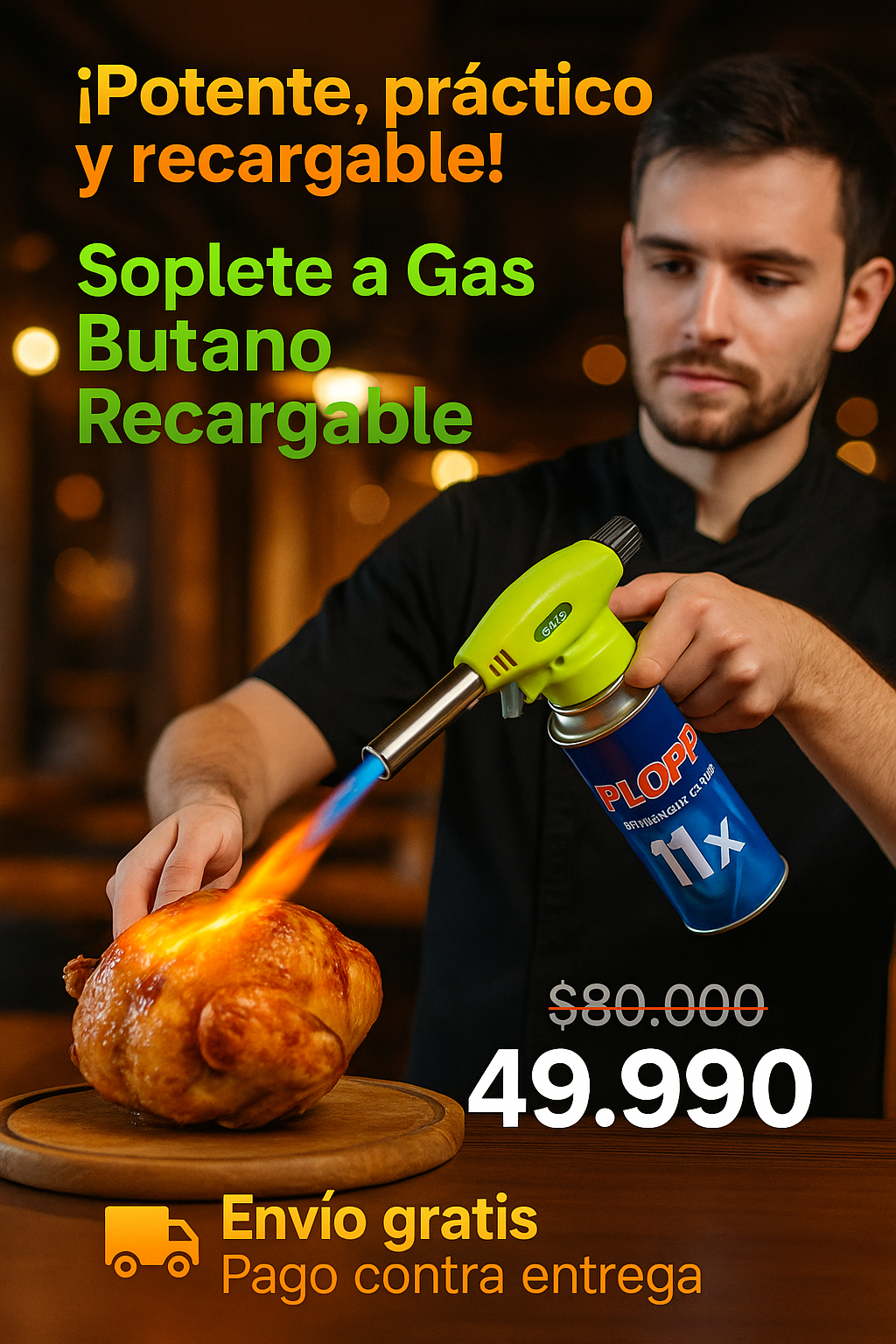 Soplador De Butano Para Cocina incluye 1 pipa de gas 250g + Envio Gratis