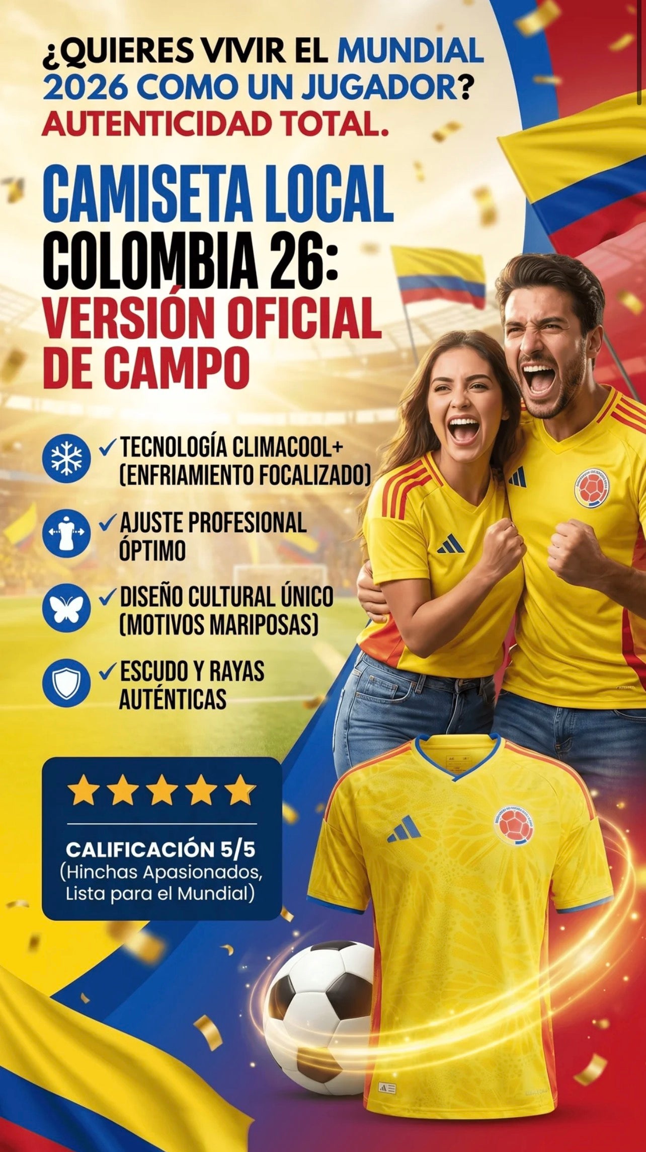 Camiseta Colombia Mundial 2026 oficial