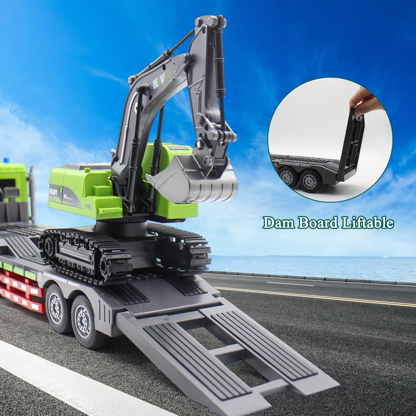 Mega Camión de Transporte + Excavadora RC 2 en 1 A Control Remoto