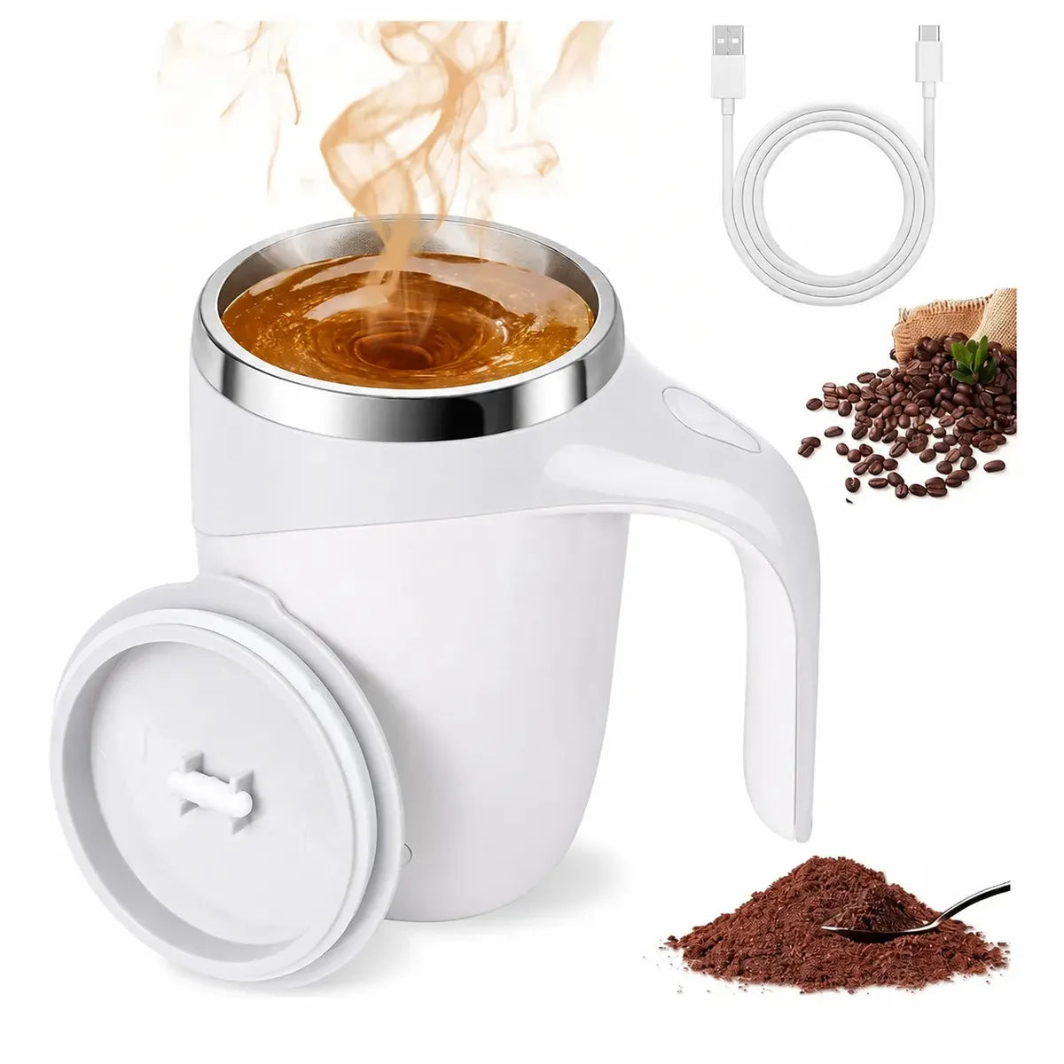 Taza Batidora Automática Magnética Usb 380ml Mezclador Eléctrico Café Chocolate Leche Proteína Auto Agitadora Portátil Recargable