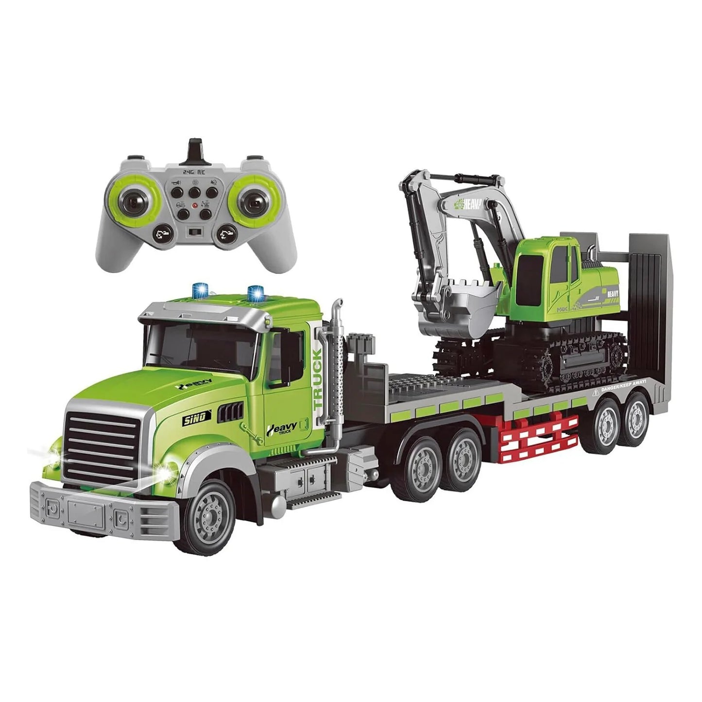 Mega Camión de Transporte + Excavadora RC 2 en 1 A Control Remoto