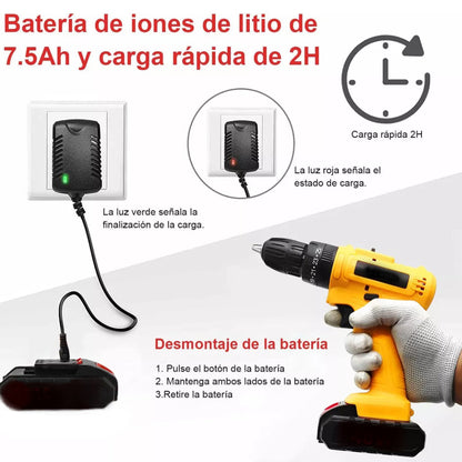 Taladro Atornillador Percutor Inalámbrico 26V + 2 baterias ENVIO GRATIS