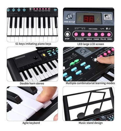 Piano De 61 Teclas + 16 Ritmos Y 10 Tonos Semiprofesional